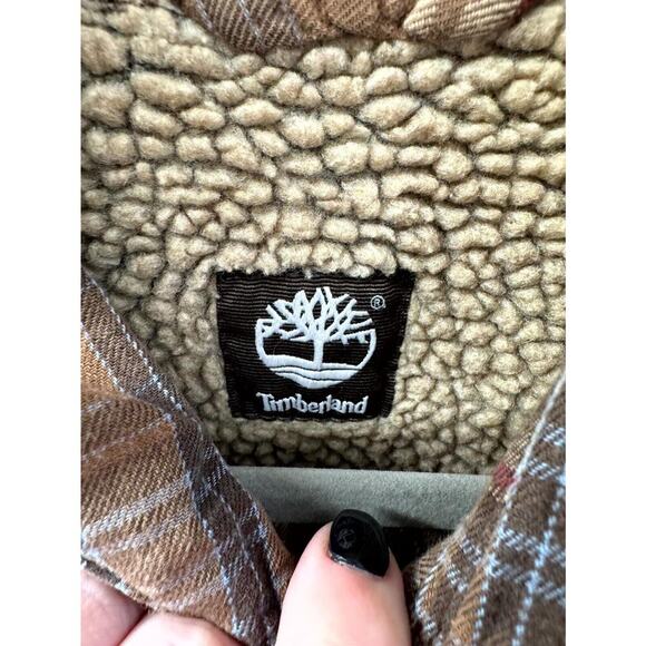 Timberland Shacket Men's Large Multicolor Plaid Cotton Sherpa Lined Button Front - Picture 7 of 7